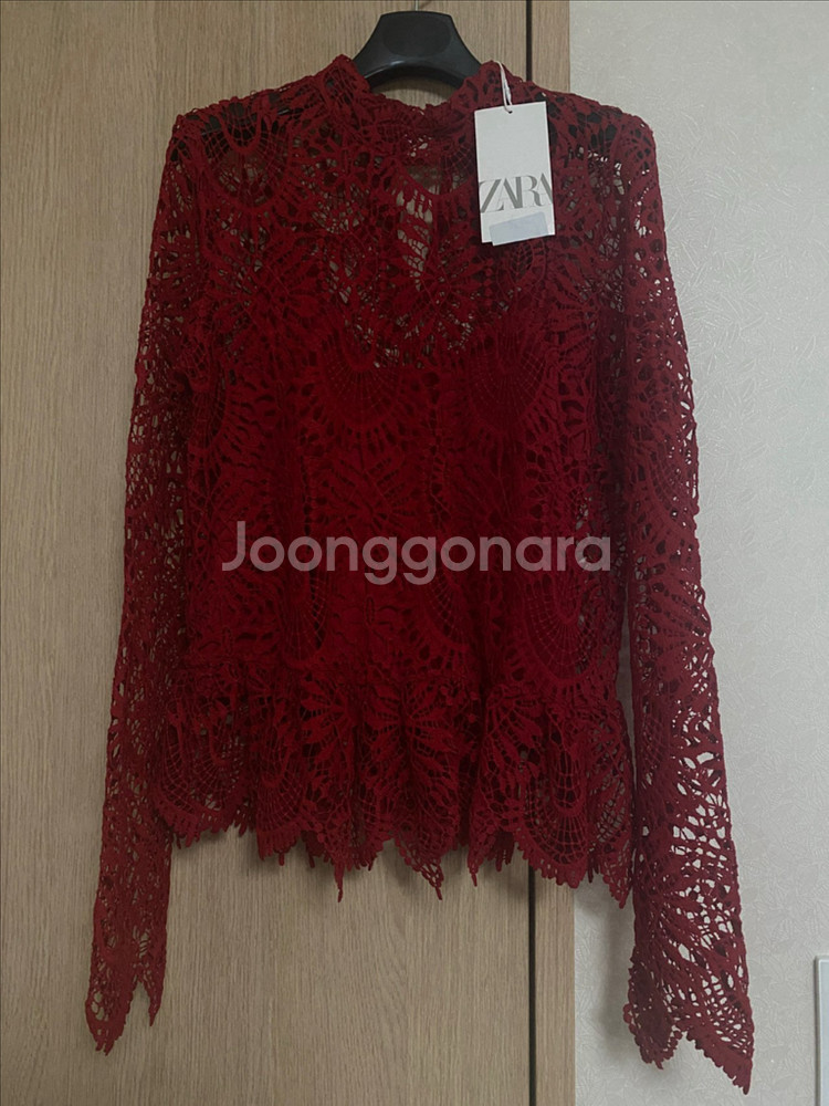 [미사용]ZARA 자라 여성 레이스 블라우스--0