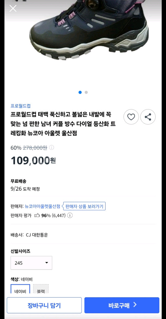 프로월드컵 태백다이얼트레킹화 245cm 새상품--5