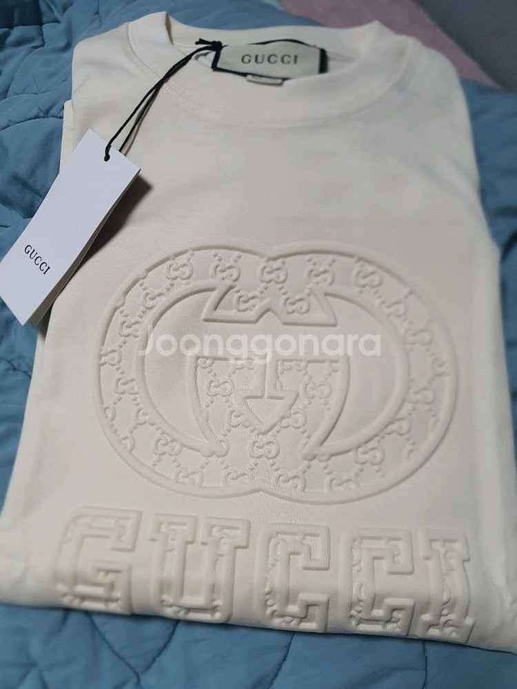 구찌 반팔티 크림색 새상품--0