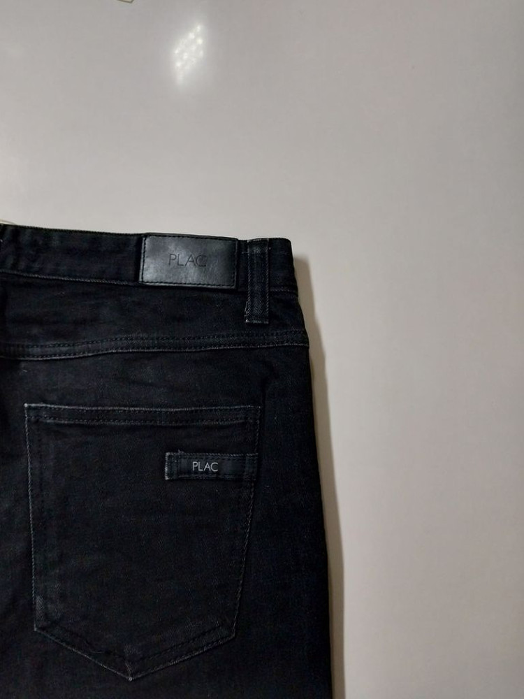 33)플랙진 가죽패치 블랙 BERLIN 스판 일자청바지--2