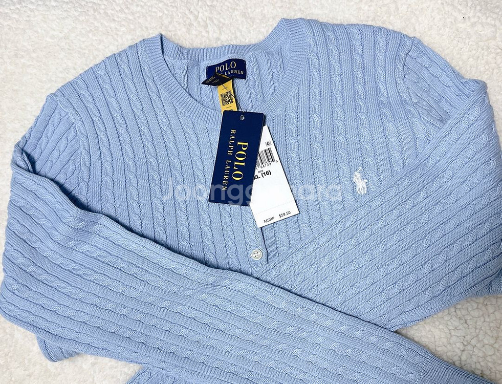 택O새상품) 폴로 걸즈 가디건 오피스블루xl--0