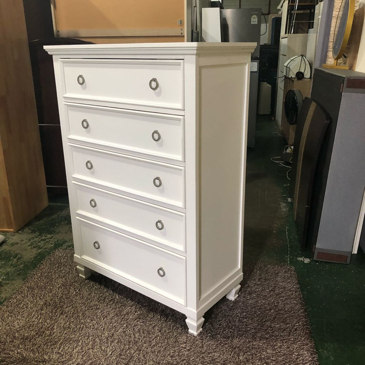 미라지가구 화이트 원목 5단 서랍장 이미지