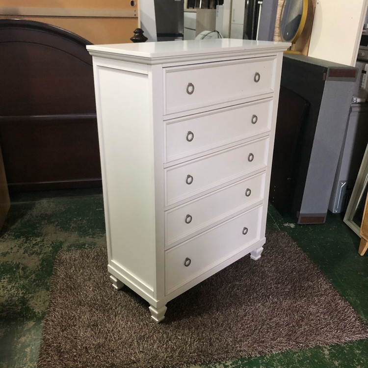 미라지가구 화이트 원목 5단 서랍장 이미지