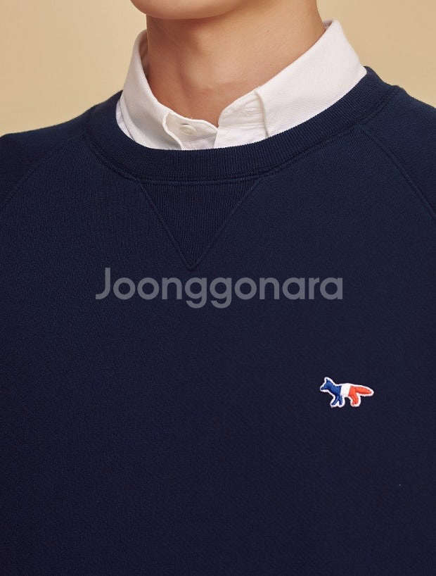 메종키츠네 네이비 폭스 패치 맨투맨 002 사이즈--1