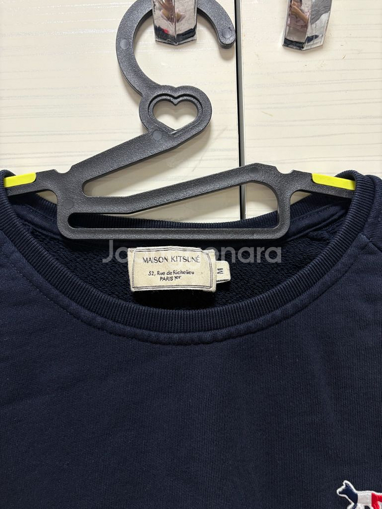 메종키츠네 네이비 폭스 패치 맨투맨 002 사이즈--3