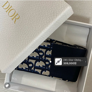 디올 오블리크 미차 스카프 네이비 블루