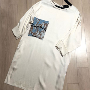 한섬 랑방컬렉션 자수니트포켓 새틴실키원피스 하객오피스룩