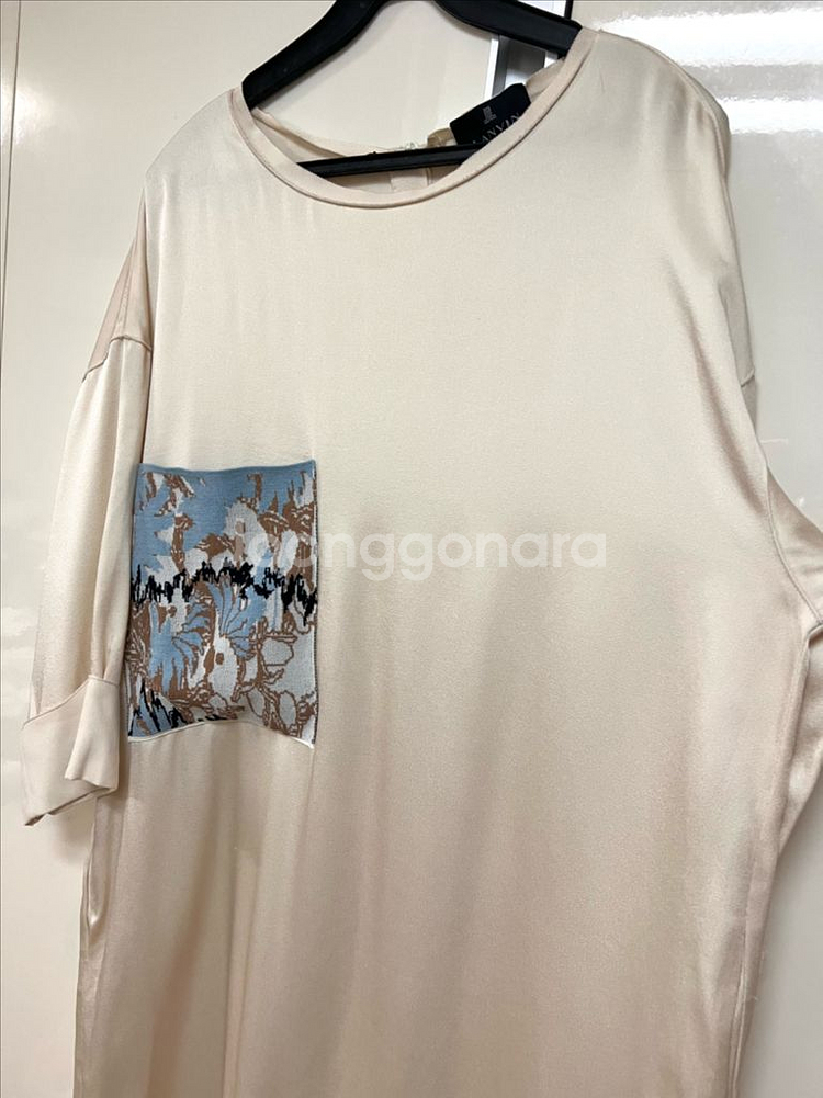 한섬 랑방컬렉션 자수니트포켓 새틴실키원피스 하객오피스룩--8