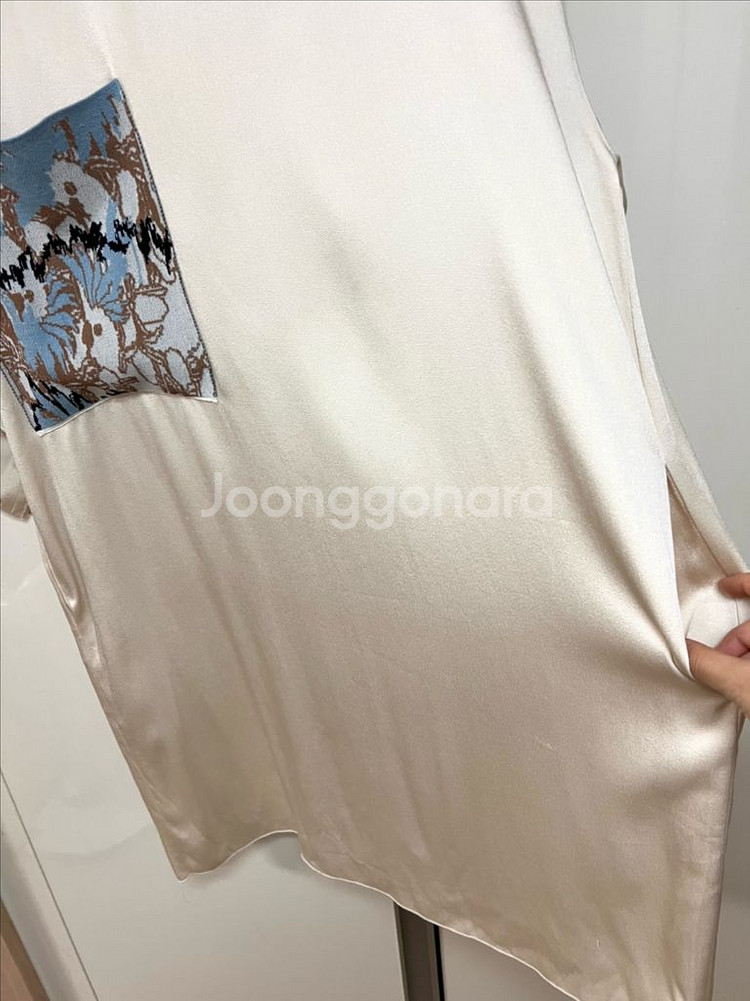 한섬 랑방컬렉션 자수니트포켓 새틴실키원피스 하객오피스룩--9