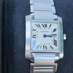 정품 까르띠에 탱크 프랑세즈 쿼츠 미디움