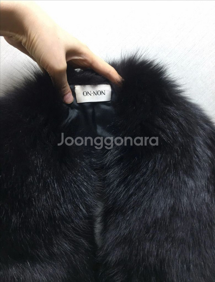NON - NO 블랙 폭스 퍼 목도리--0