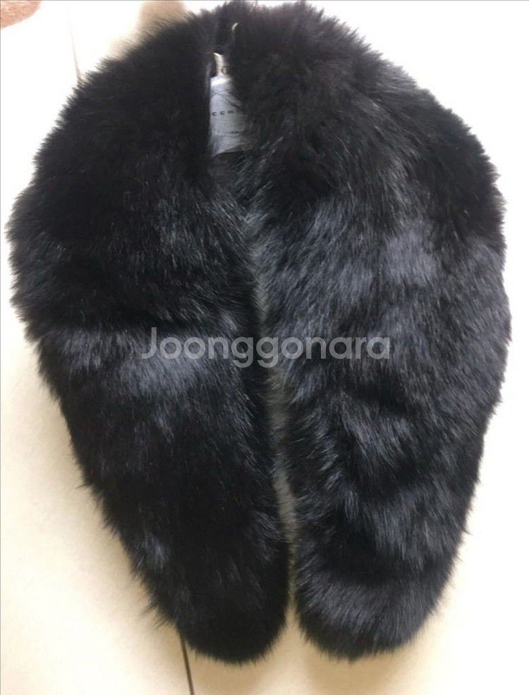 NON - NO 블랙 폭스 퍼 목도리--2