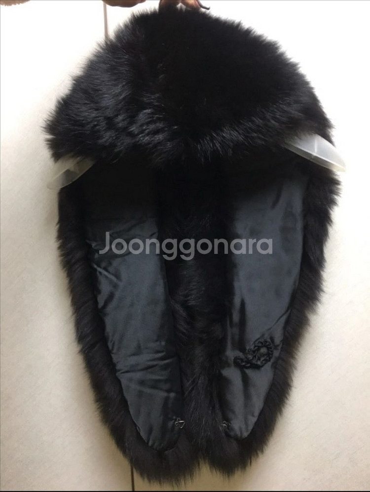 NON - NO 블랙 폭스 퍼 목도리--1