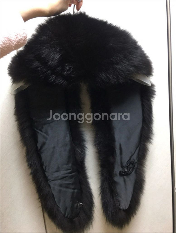 NON - NO 블랙 폭스 퍼 목도리--8