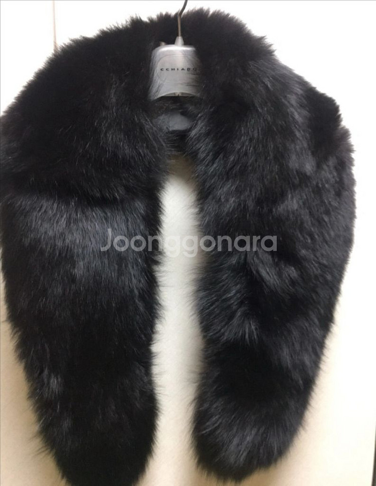 NON - NO 블랙 폭스 퍼 목도리--3