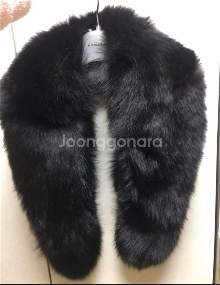 NON - NO 블랙 폭스 퍼 목도리--9