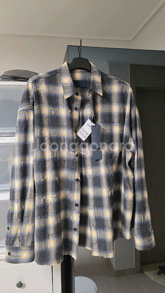 준지 그리드 니들 체크 루즈핏 셔츠 48사이즈--0