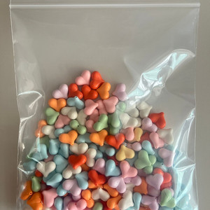 키링 부자재, 하트 비즈 아크릴 통과형 파스텔컬러