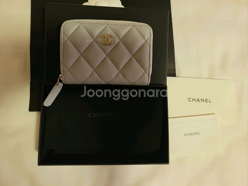 샤넬 지퍼돌이 카드지갑 라이트그레이 /골드--0