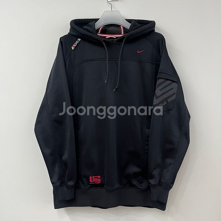나이키 르브론 제임스 버건디 스우시 블랙 후드티--1