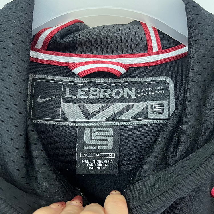 나이키 르브론 제임스 버건디 스우시 블랙 후드티--5