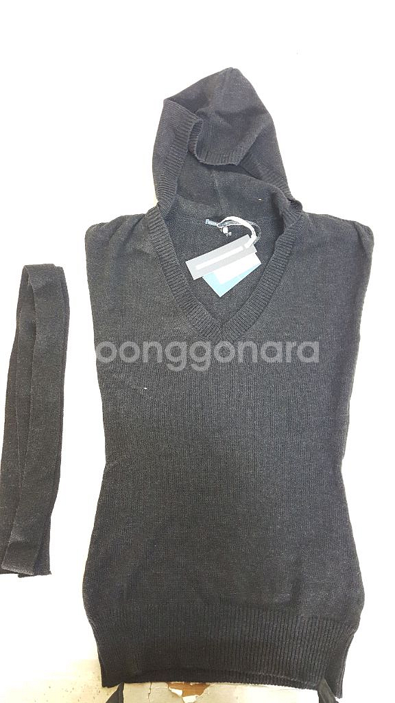 알리시 진회색 울 여성 민소매 후드 니트--6