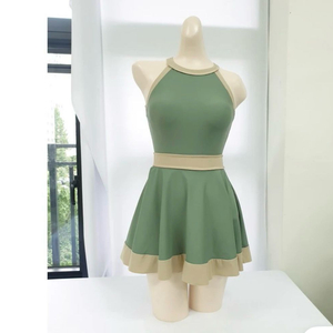 카키 홀터넥 원피스 수영복