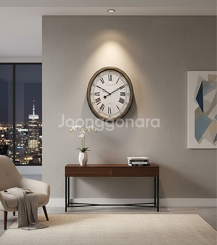 빅사이즈 대형 엔틱 타원형 벽시계--1