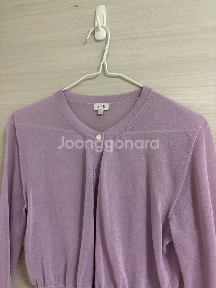 시에 리즐링 시어 크롭 가디건 크리미 퍼플--4