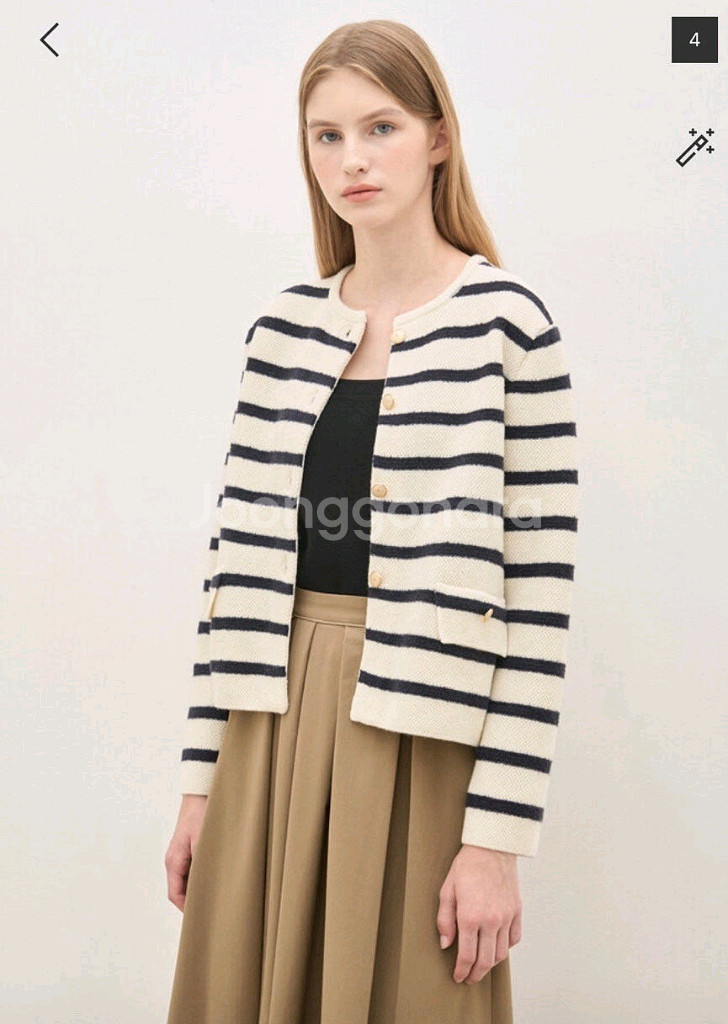 더캐시미어 캐시미어 블렌드 스트라이프 가디건--0