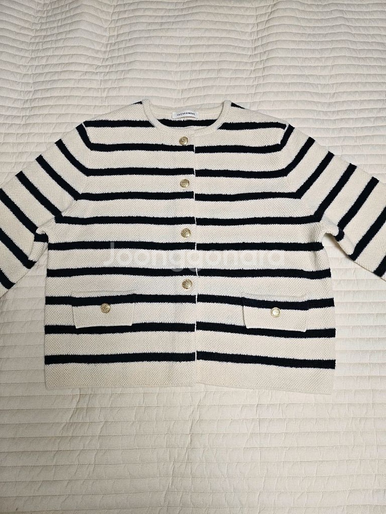 더캐시미어 캐시미어 블렌드 스트라이프 가디건--3