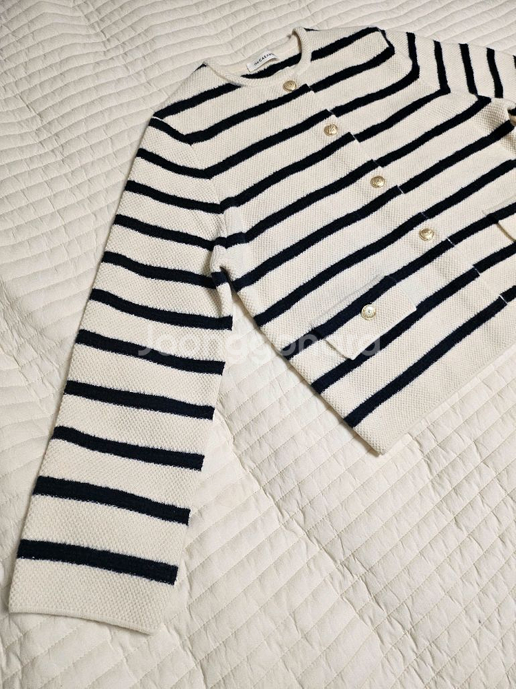 더캐시미어 캐시미어 블렌드 스트라이프 가디건--4