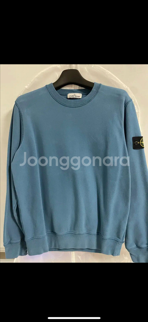 [L] 스톤아일랜드 와펜패치 맨투맨 블루 20FW--1