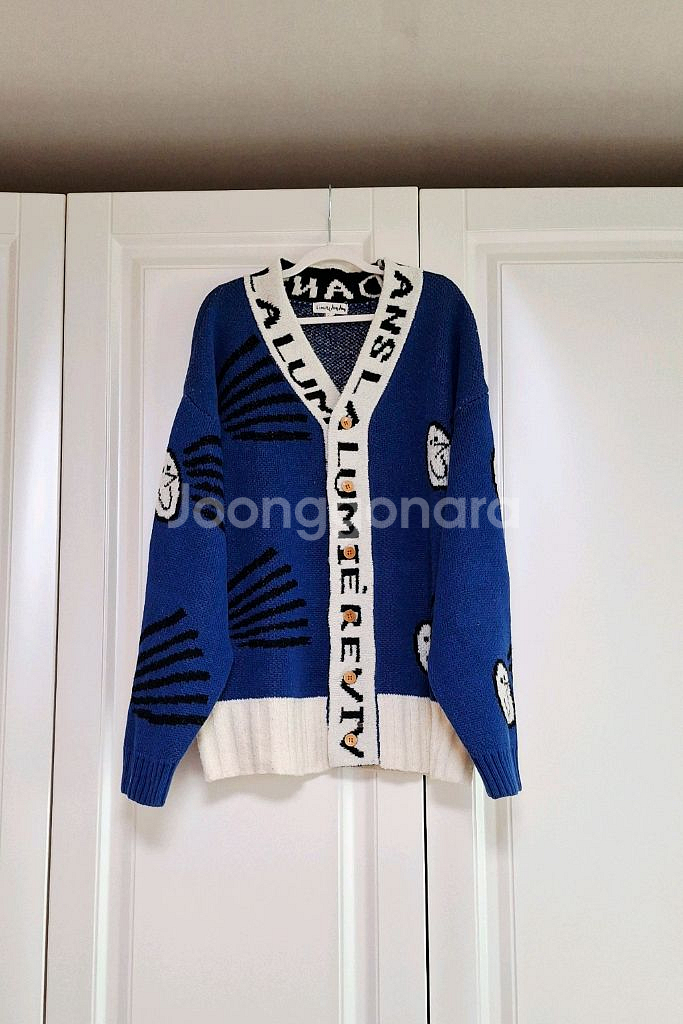 리미떼두두 파랑 레터링 가디건 (3xl)--1