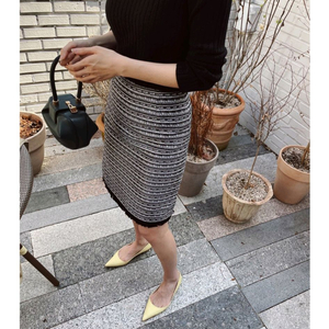 블랑쇼 로렌 트위드 스커트 m 블랙, 실버