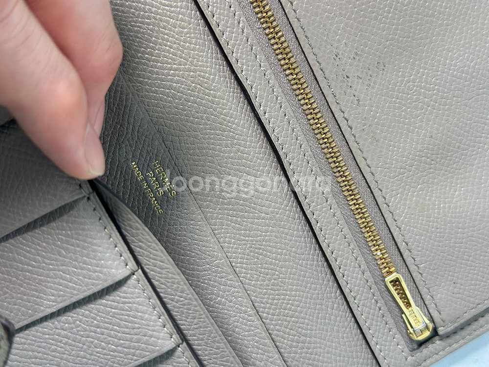 [정품]에르메스 베안 에토프 금장 장지갑--5