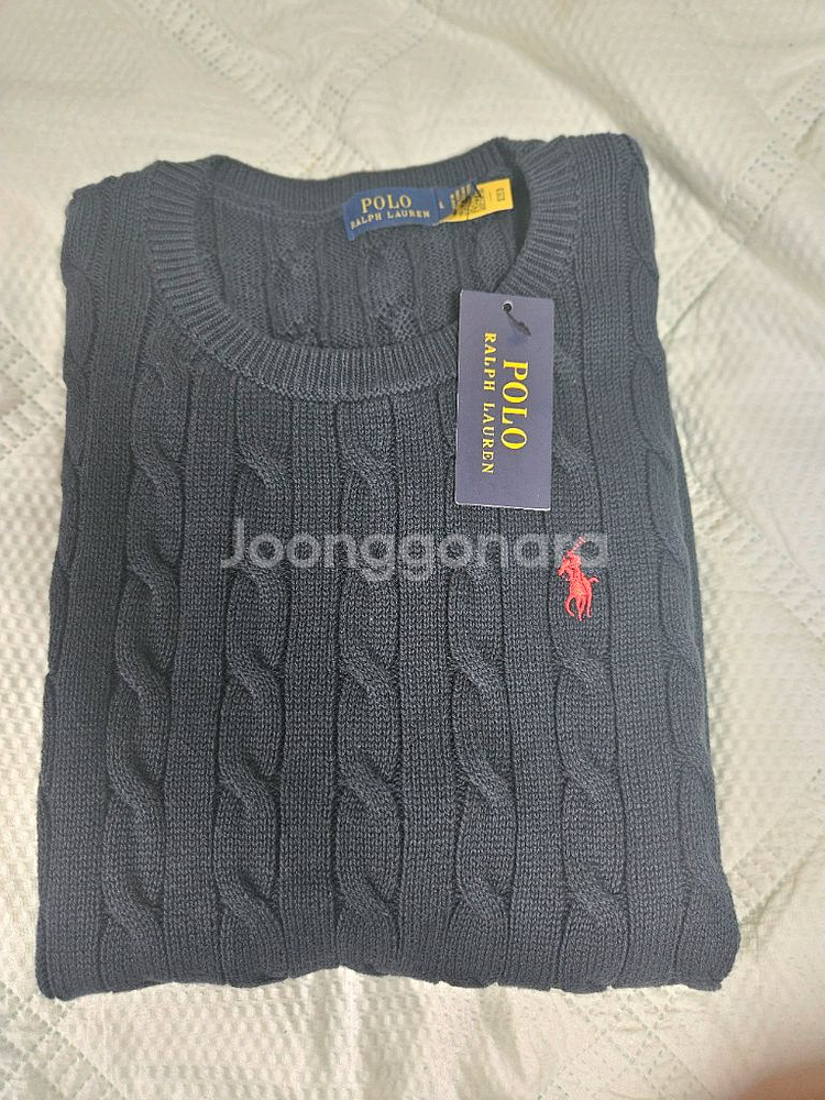 폴로 네이비 반팔 꽈배기니트 새상품 105(XL)--0