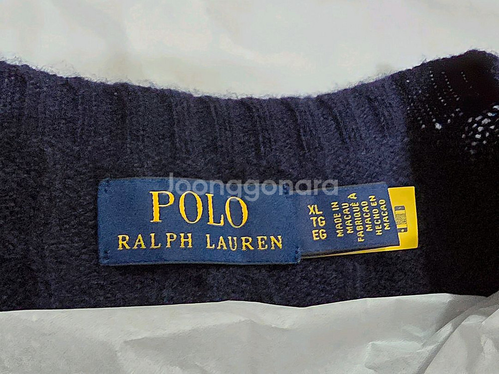 폴로 랄프로렌 울 캐시미어 케이블 니트 스웨터 [XL]--4