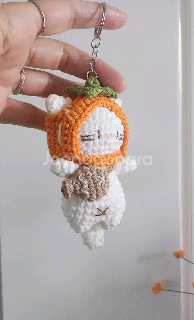 고양이 뜨개 키링--1