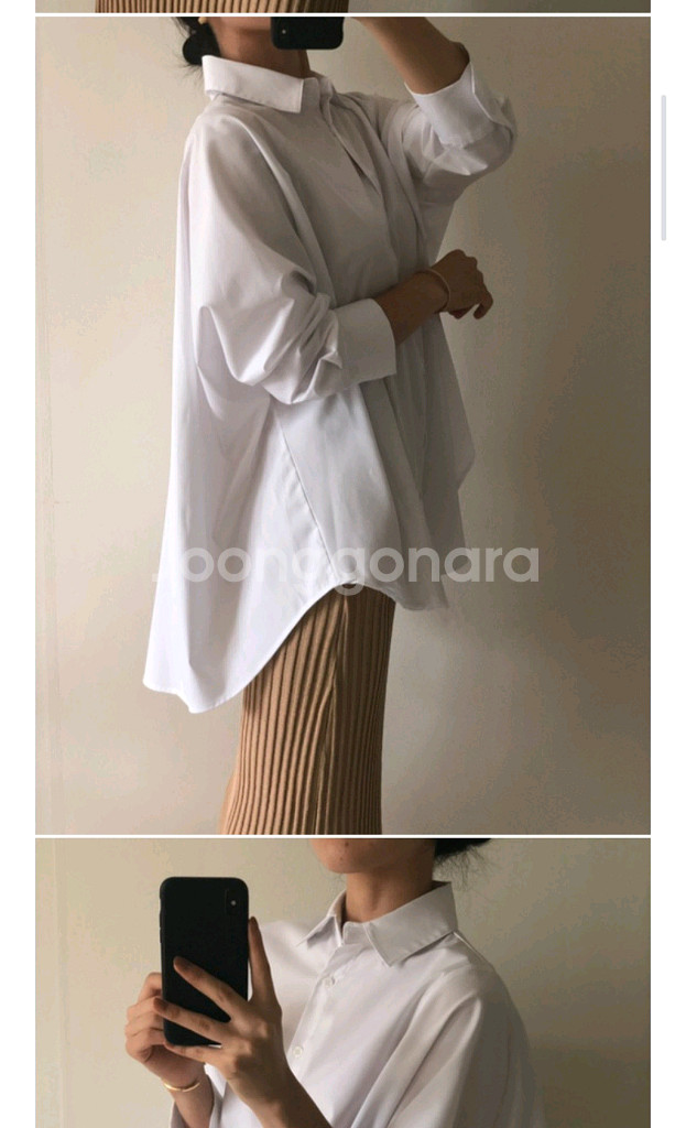 꺌랑 왜다려 셔츠 S 화이트 (하늘색 판매완료)--0