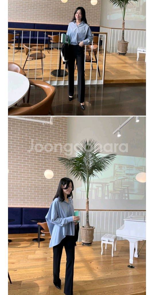 꺌랑 왜다려 셔츠 S 화이트 (하늘색 판매완료)--4