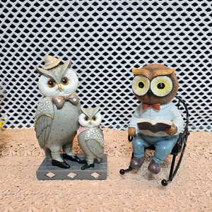 행운의 상징 부엉이 가족 마블 인형.