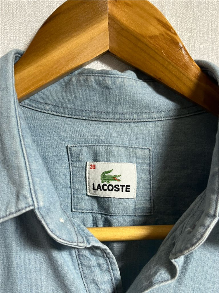 라코스테 데님 반팔 셔츠 하늘색 95--2