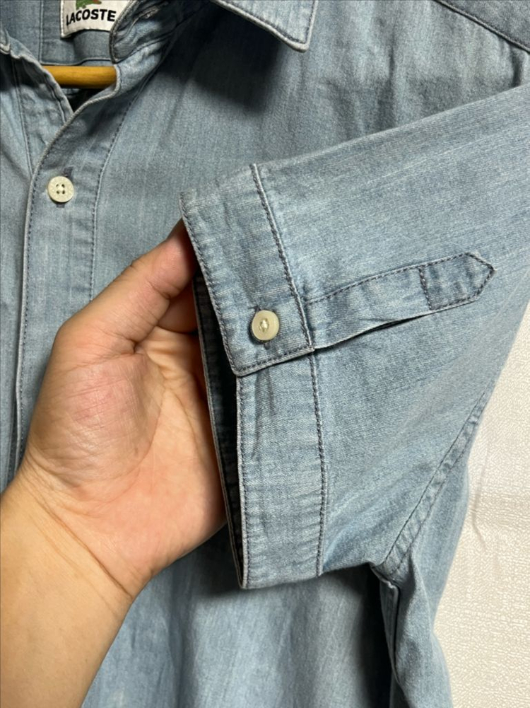 라코스테 데님 반팔 셔츠 하늘색 95--3