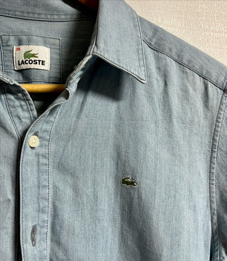 라코스테 데님 반팔 셔츠 하늘색 95--1