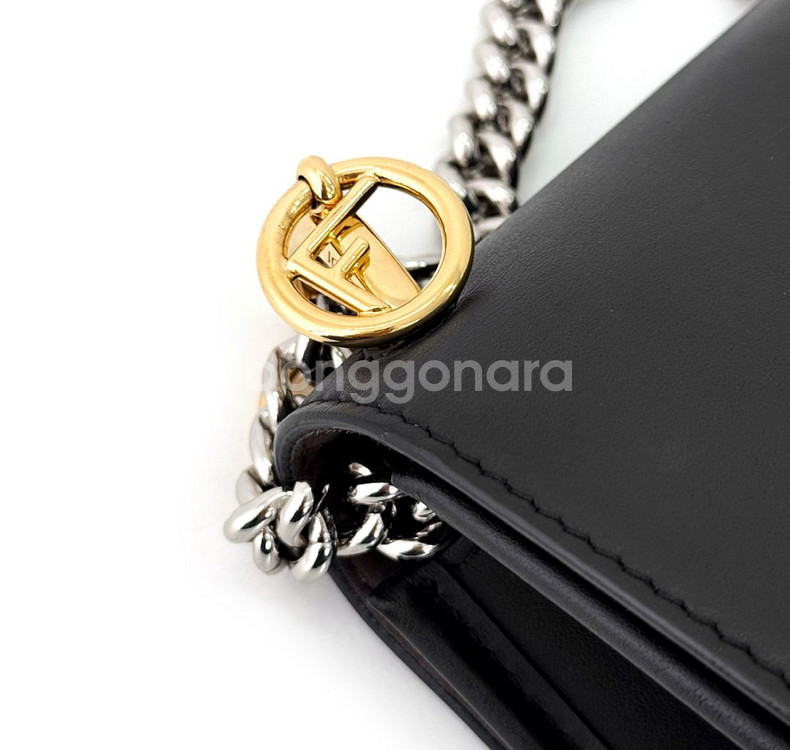 펜디 캔아이 에프 레더 투웨이 숄더 크로스백 스몰 블랙--5