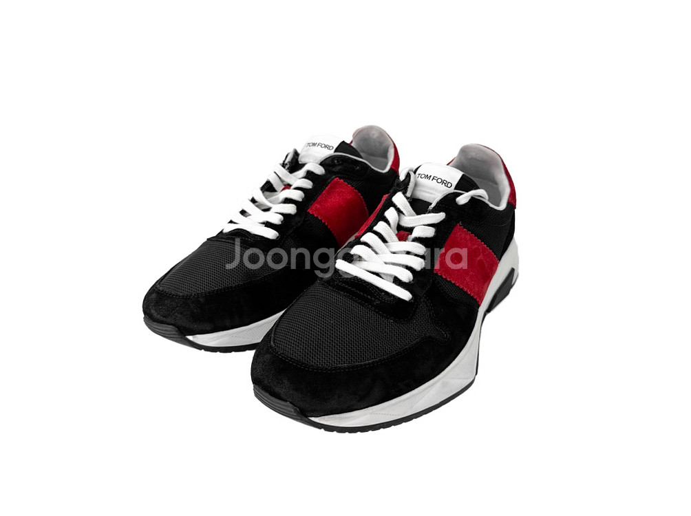 11] 톰포드 남성 스웨이드 자가 로우탑 스니커즈 레드--0