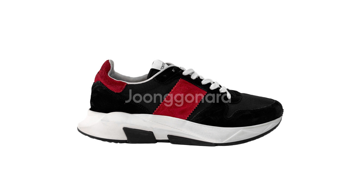 11] 톰포드 남성 스웨이드 자가 로우탑 스니커즈 레드--2