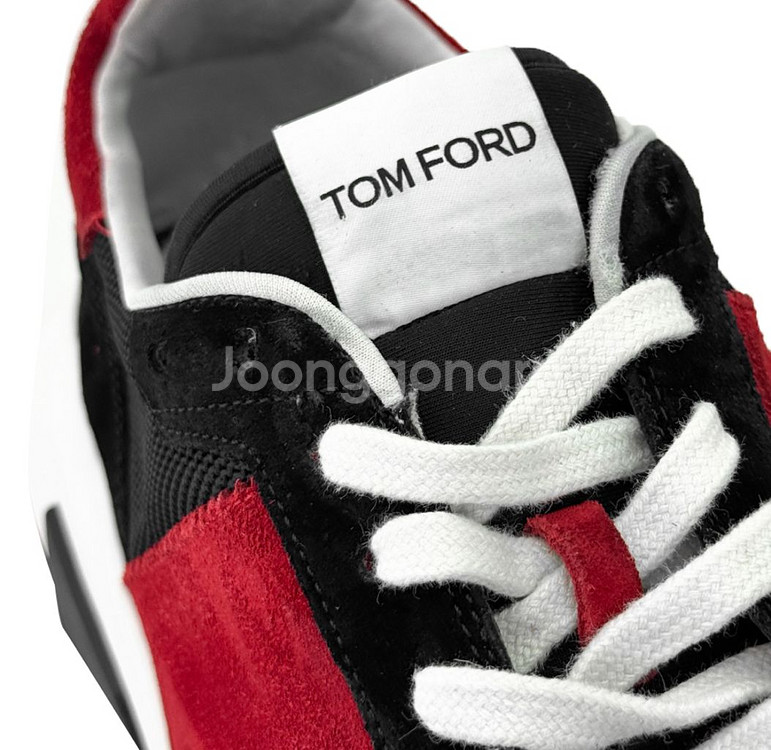 11] 톰포드 남성 스웨이드 자가 로우탑 스니커즈 레드--7