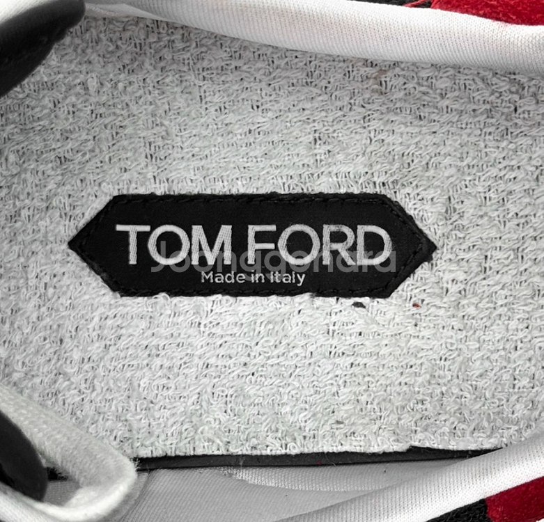 11] 톰포드 남성 스웨이드 자가 로우탑 스니커즈 레드--8